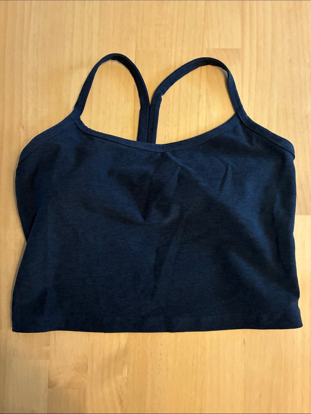 Beyond Yoga Spacedye Slim Racerback Cropped Tank Navy Blue M Shelf Bra